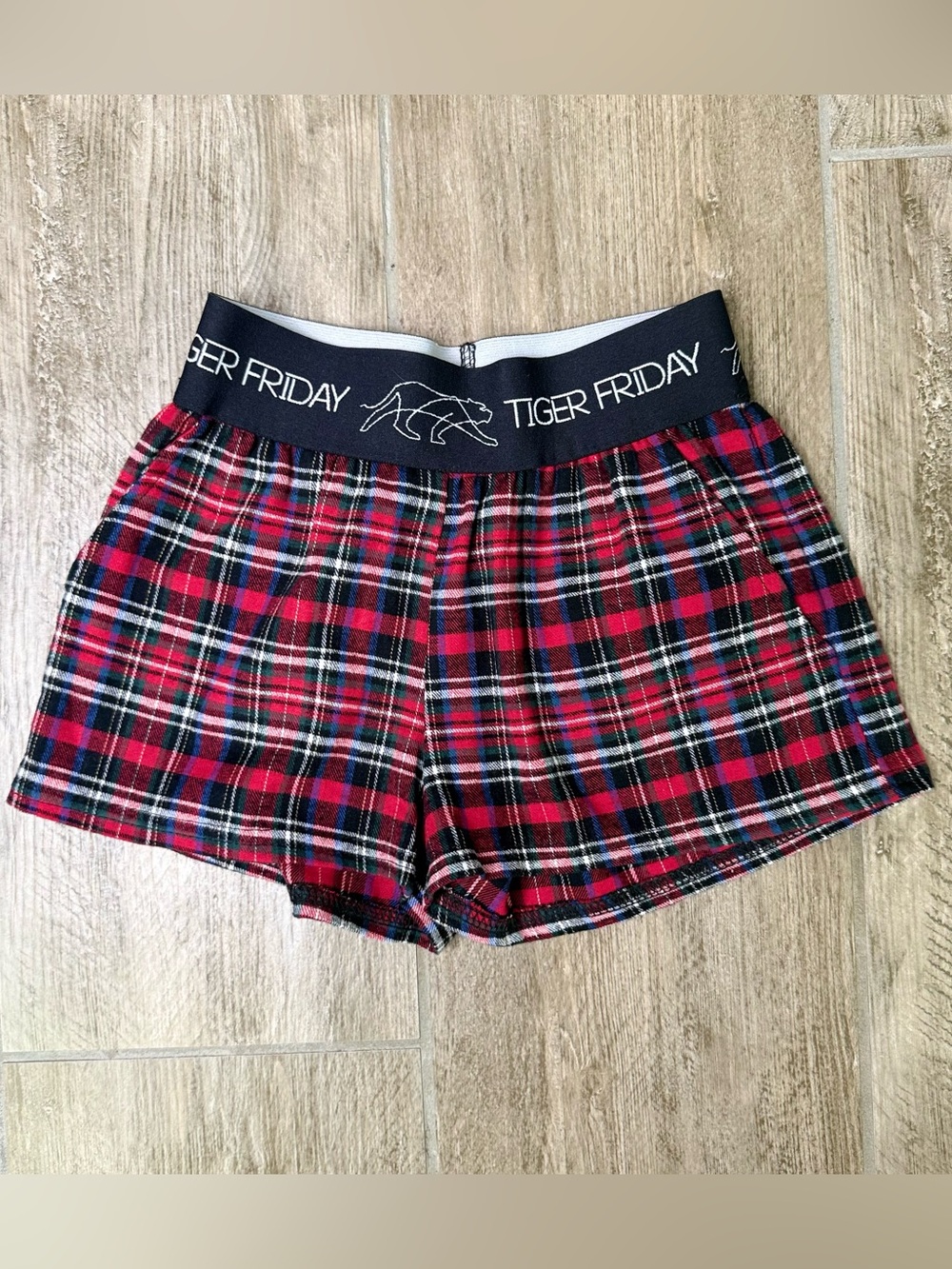 Tiger Friday Kids Red Plaid Stretch-Waist Shorts